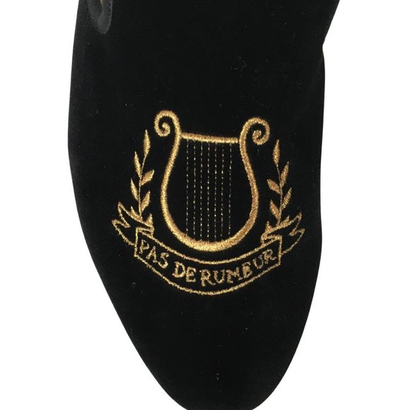 NWT Gucci Men’s Slippers Princetown Shoes Velvet Embroidered Pas De Rumeur Sz 8
